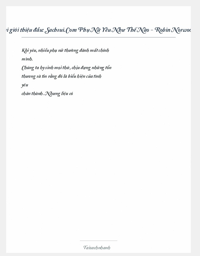 Trích đoạn Sachvui.Com Phụ Nữ Yêu Như Thế Nào - Robin Norwood