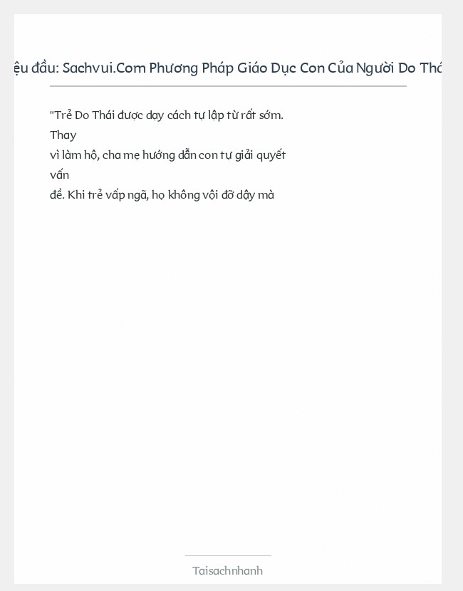 Trích đoạn Sachvui.Com Phương Pháp Giáo Dục Con Của Người Do Thái Trần Hân