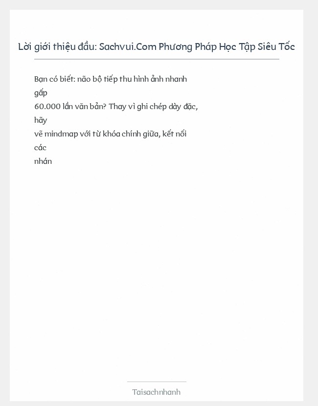 Trích đoạn Sachvui.Com Phương Pháp Học Tập Siêu Tốc