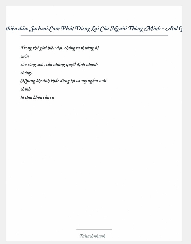 Trích đoạn Sachvui.Com Phút Dừng Lại Của Người Thông Minh - Atul Gawande