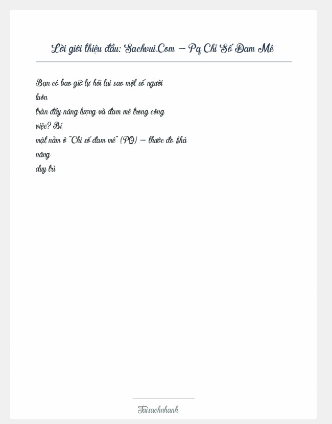 Trích đoạn Sachvui.Com - Pq Chỉ Số Đam Mê