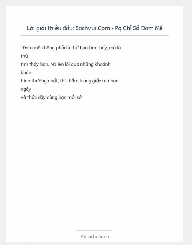 Trích đoạn Sachvui.Com - Pq Chỉ Số Đam Mê