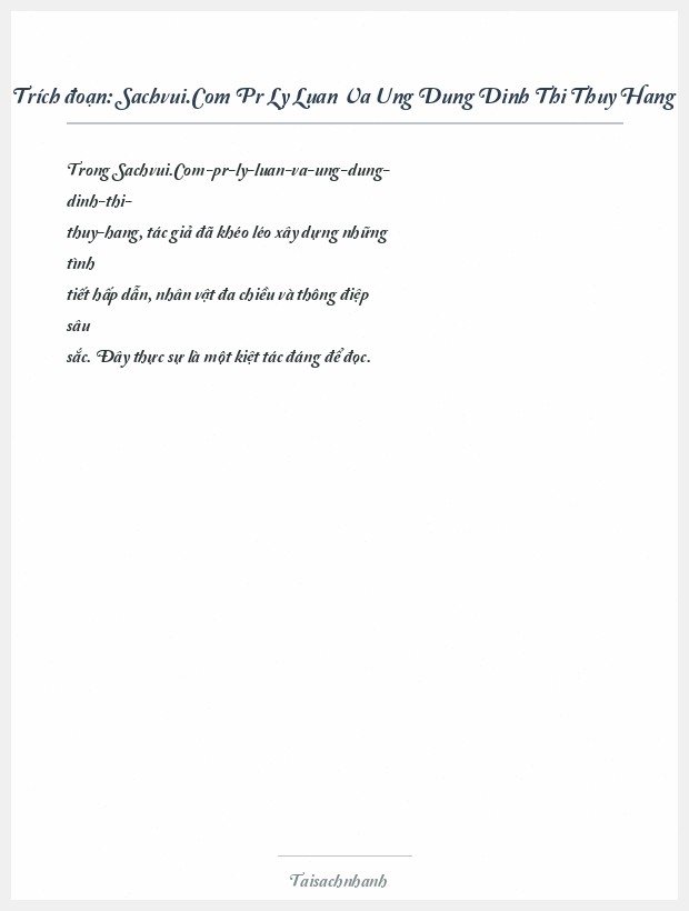 Trích đoạn Sachvui.Com Pr Ly Luan Va Ung Dung Dinh Thi Thuy Hang