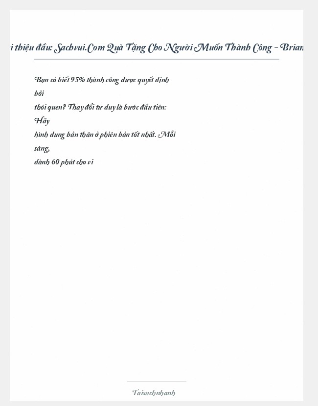 Trích đoạn Sachvui.Com Quà Tặng Cho Người Muốn Thành Công - Brian Tracy