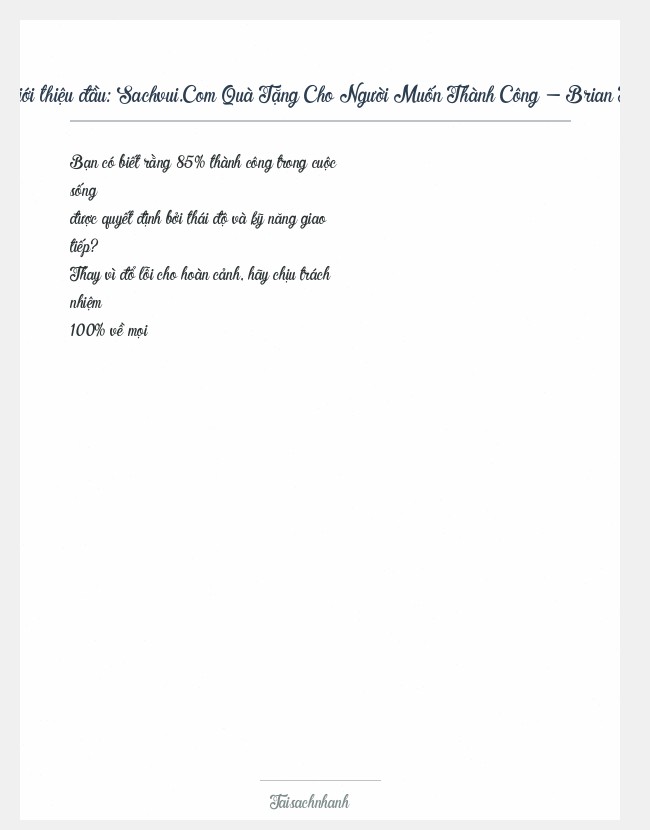Trích đoạn Sachvui.Com Quà Tặng Cho Người Muốn Thành Công - Brian Tracy