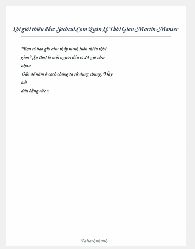 Trích đoạn Sachvui.Com Quản Lý Thời Gian Martin Manser