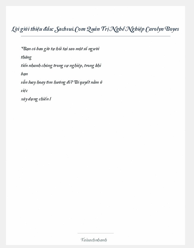 Trích đoạn Sachvui.Com Quản Trị Nghề Nghiệp Carolyn Boyes