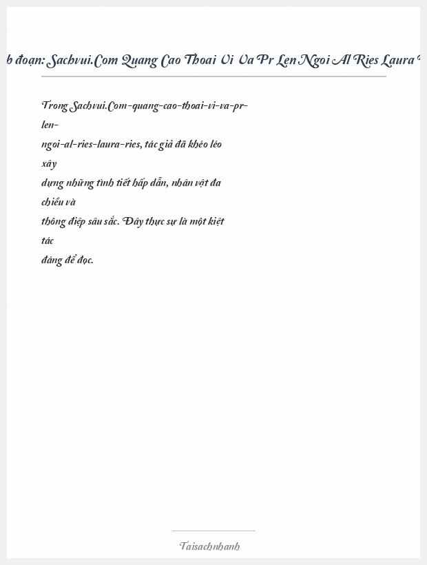 Trích đoạn Sachvui.Com Quang Cao Thoai Vi Va Pr Len Ngoi Al Ries Laura Ries