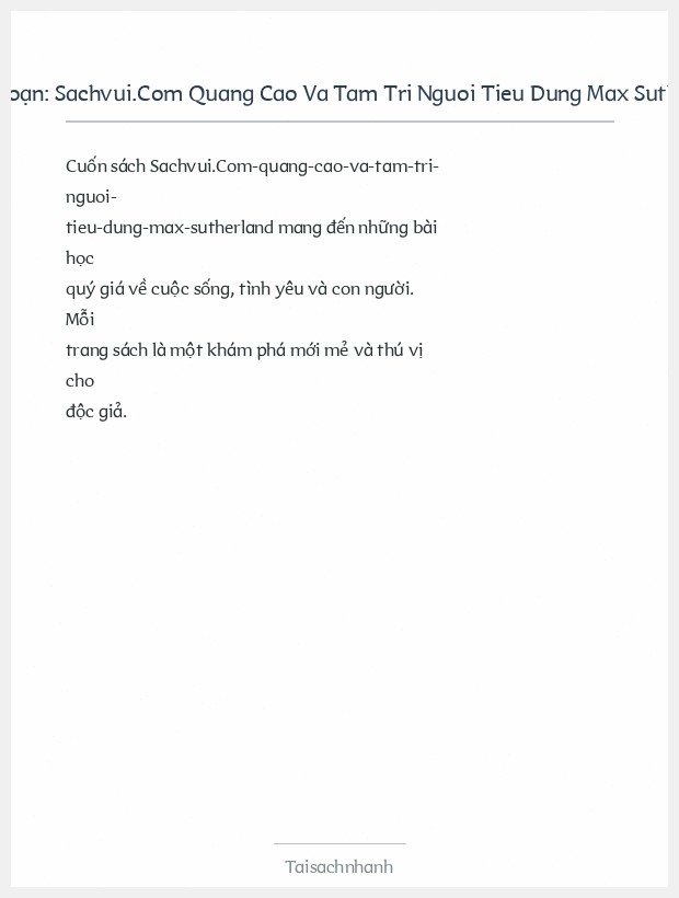 Trích đoạn Sachvui.Com Quang Cao Va Tam Tri Nguoi Tieu Dung Max Sutherland