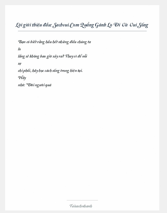Trích đoạn Sachvui.Com Quẳng Gánh Lo Đi Và Vui Sống