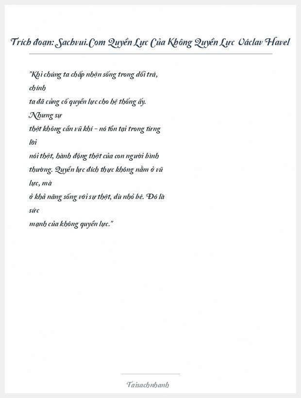 Trích đoạn Sachvui.Com Quyền Lực Của Không Quyền Lực Václav Havel
