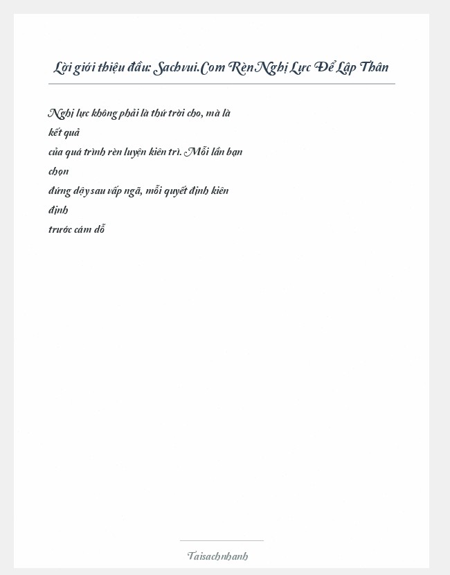 Trích đoạn Sachvui.Com Rèn Nghị Lực Để Lập Thân