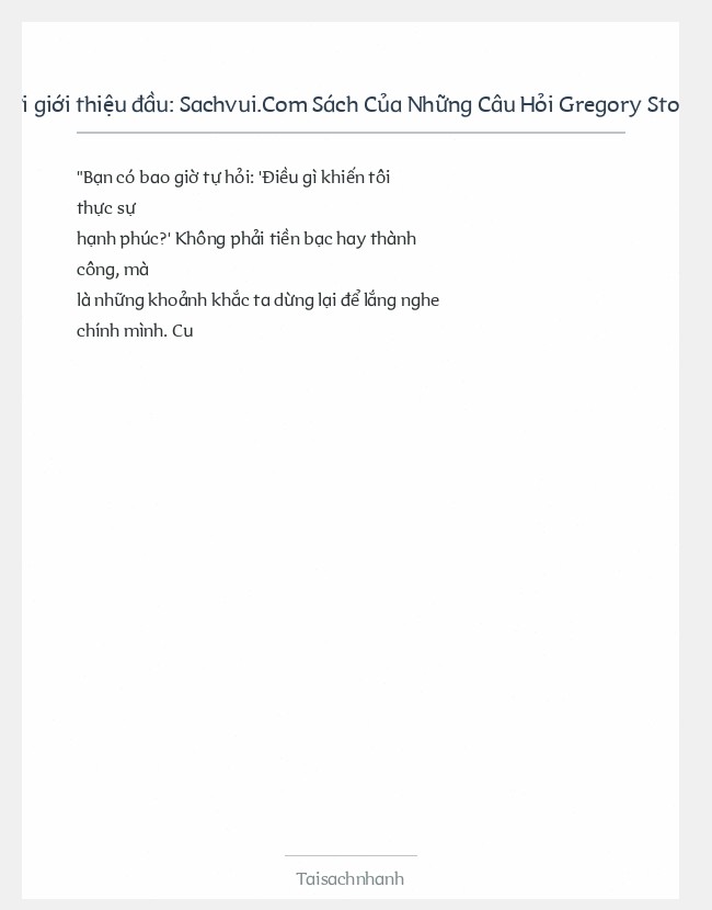 Trích đoạn Sachvui.Com Sách Của Những Câu Hỏi Gregory Stock