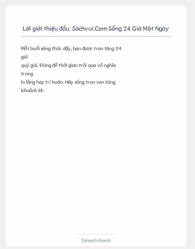 Trích đoạn Sachvui.Com Sống 24 Giờ Một Ngày
