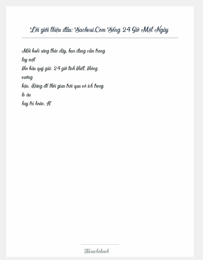 Trích đoạn Sachvui.Com Sống 24 Giờ Một Ngày