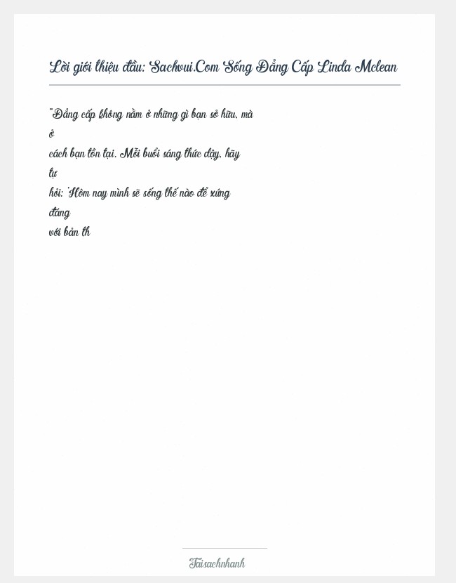 Trích đoạn Sachvui.Com Sống Đẳng Cấp Linda Mclean