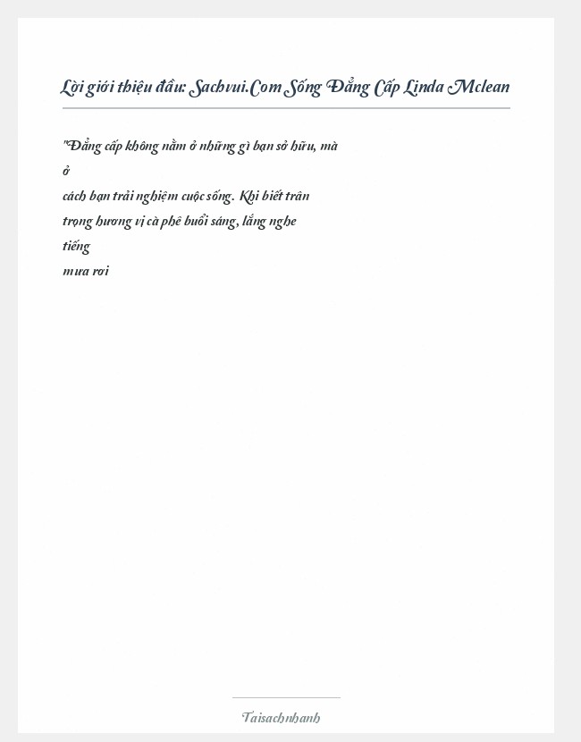 Trích đoạn Sachvui.Com Sống Đẳng Cấp Linda Mclean