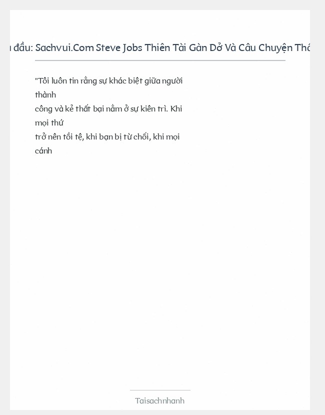 Trích đoạn Sachvui.Com Steve Jobs Thiên Tài Gàn Dở Và Câu Chuyện Thần Kỳ Về Quả
