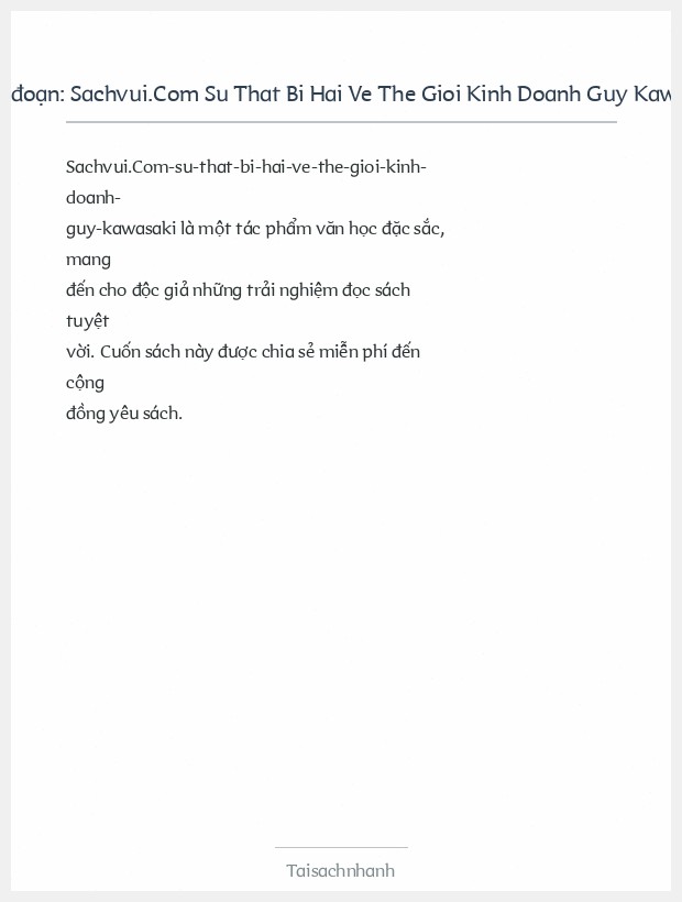 Trích đoạn Sachvui.Com Su That Bi Hai Ve The Gioi Kinh Doanh Guy Kawasaki