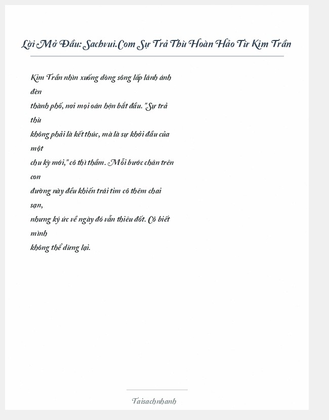 Trích đoạn Sachvui.Com Sự Trả Thù Hoàn Hảo Từ Kim Trần