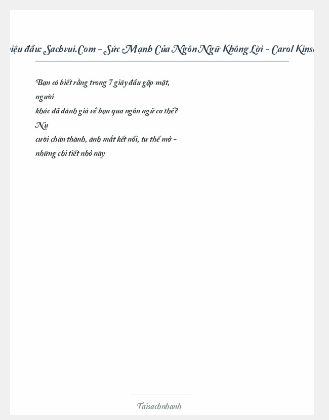 Trích đoạn Sachvui.Com - Sức Mạnh Của Ngôn Ngữ Không Lời - Carol Kinsey Goman