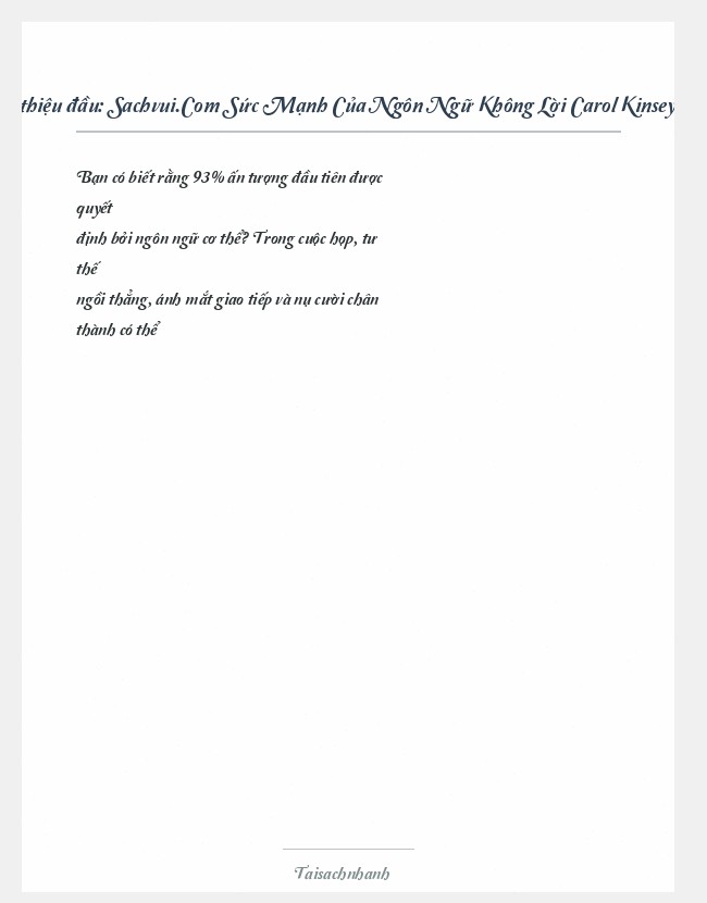 Trích đoạn Sachvui.Com Sức Mạnh Của Ngôn Ngữ Không Lời Carol Kinsey Goman