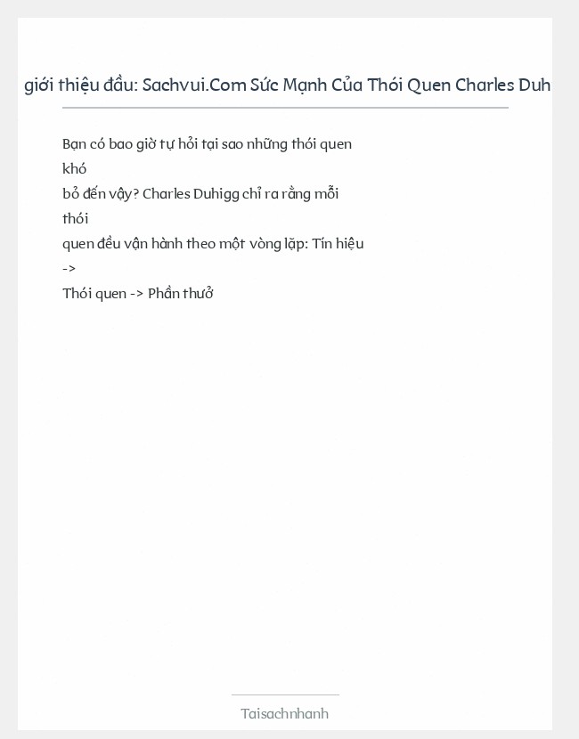 Trích đoạn Sachvui.Com Sức Mạnh Của Thói Quen Charles Duhigg