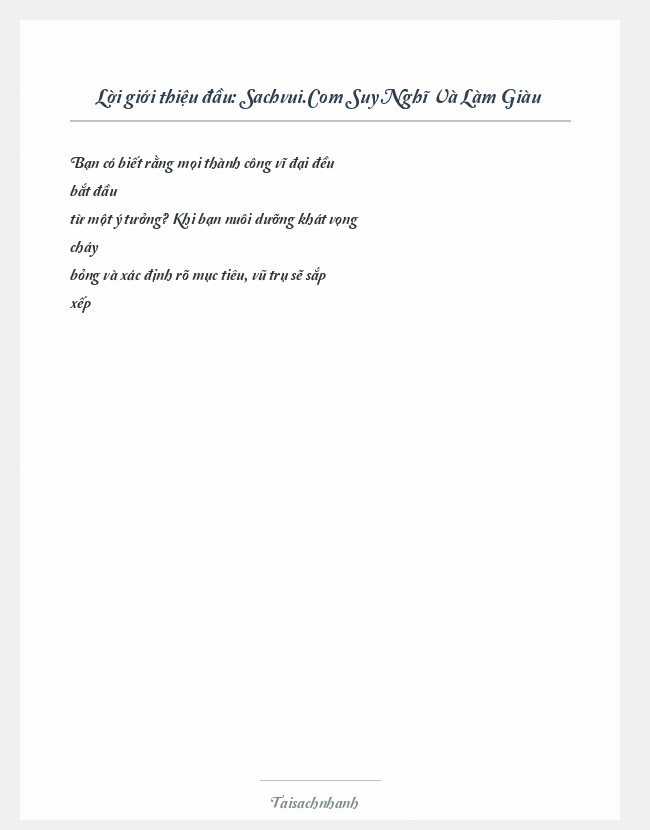 Trích đoạn Sachvui.Com Suy Nghĩ Và Làm Giàu