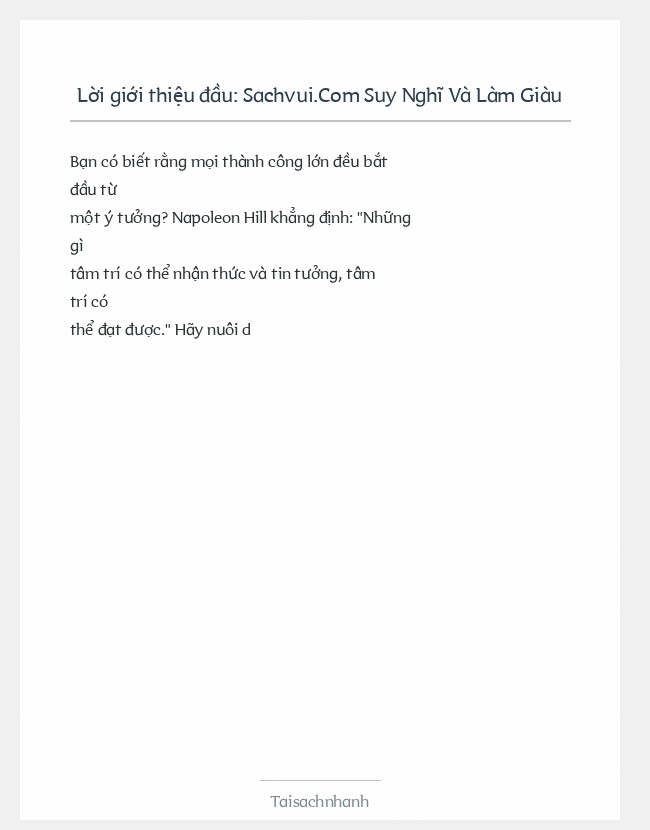 Trích đoạn Sachvui.Com Suy Nghĩ Và Làm Giàu