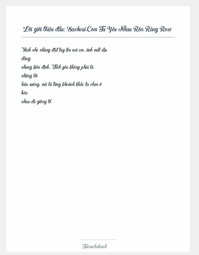 Trích đoạn Sachvui.Com Ta Yêu Nhau Rộn Ràng Rose