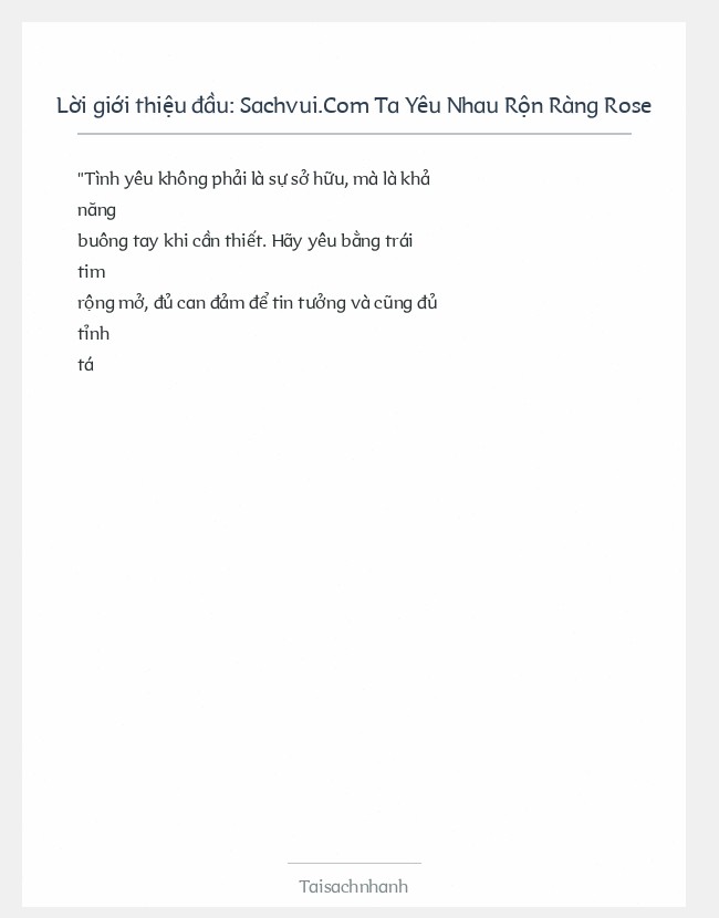 Trích đoạn Sachvui.Com Ta Yêu Nhau Rộn Ràng Rose