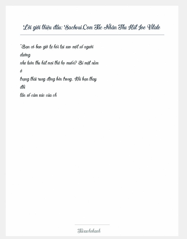 Trích đoạn Sachvui.Com Tác Nhân Thu Hút Joe Vitale