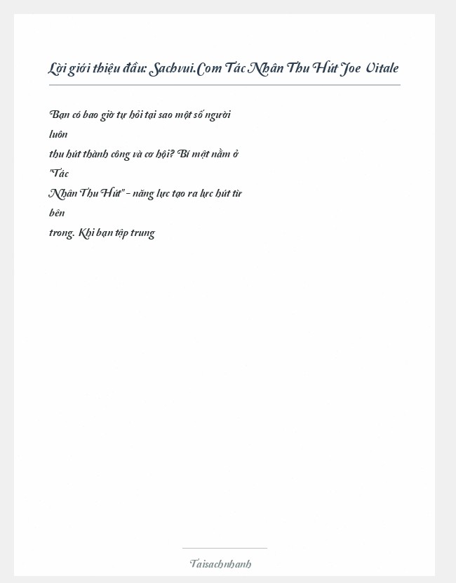 Trích đoạn Sachvui.Com Tác Nhân Thu Hút Joe Vitale