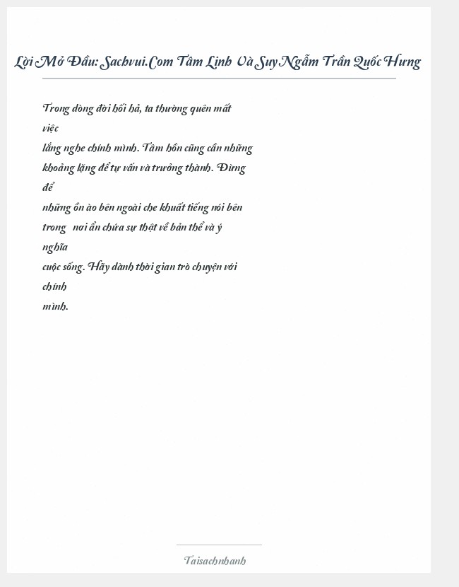 Trích đoạn Sachvui.Com Tâm Linh Và Suy Ngẫm Trần Quốc Hưng