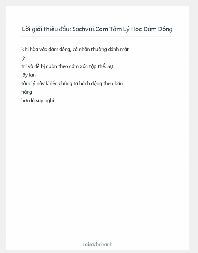 Trích đoạn Sachvui.Com Tâm Lý Học Đám Đông