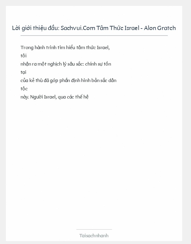 Trích đoạn Sachvui.Com Tâm Thức Israel - Alon Gratch
