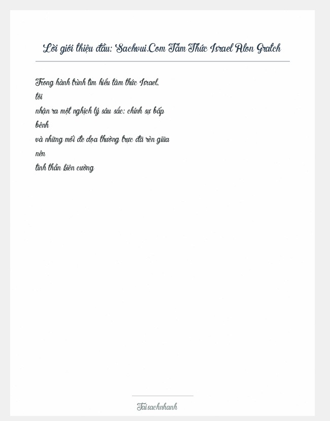 Trích đoạn Sachvui.Com Tâm Thức Israel Alon Gratch