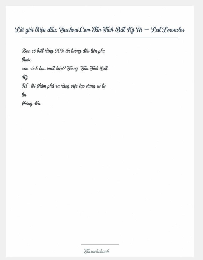 Trích đoạn Sachvui.Com Tán Tỉnh Bất Kỳ Ai - Leil Lowndes