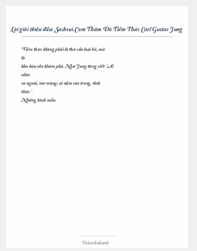 Trích đoạn Sachvui.Com Thăm Dò Tiềm Thức Carl Gustav Jung