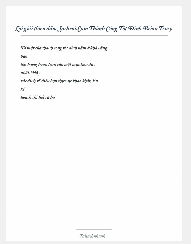 Trích đoạn Sachvui.Com Thành Công Tột Đỉnh Brian Tracy