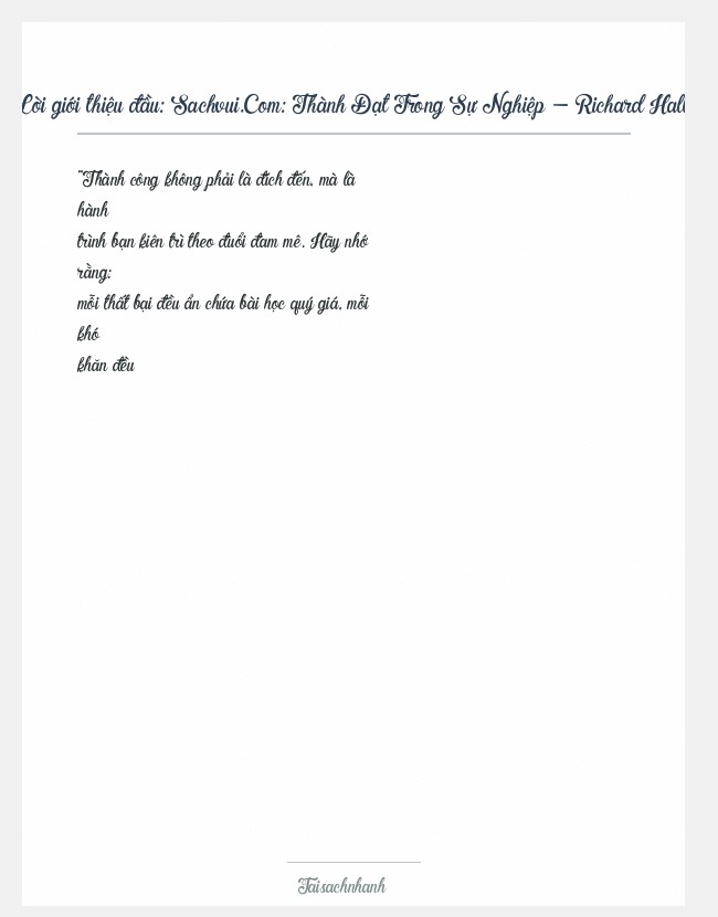 Trích đoạn Sachvui.Com: Thành Đạt Trong Sự Nghiệp - Richard Hall