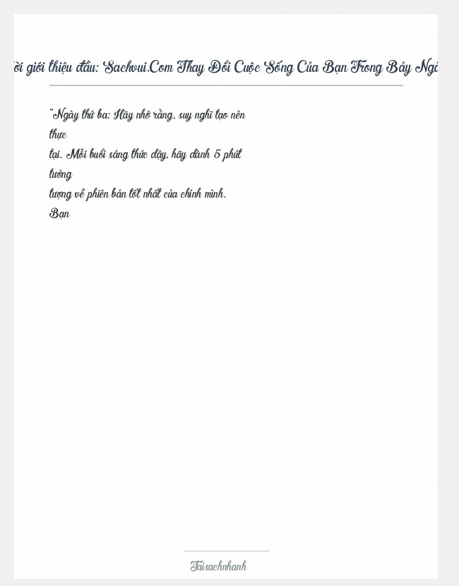 Trích đoạn Sachvui.Com Thay Đổi Cuộc Sống Của Bạn Trong Bảy Ngày