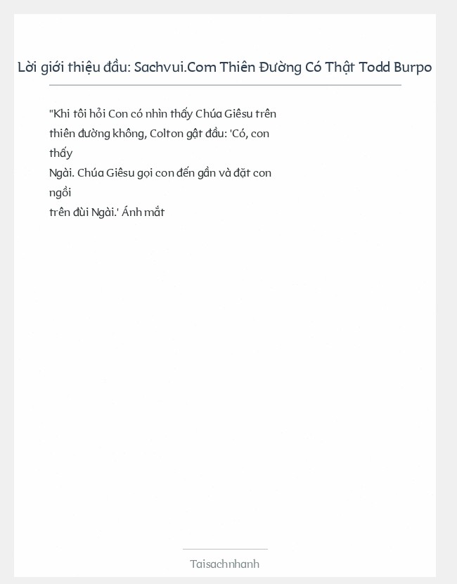 Trích đoạn Sachvui.Com Thiên Đường Có Thật Todd Burpo