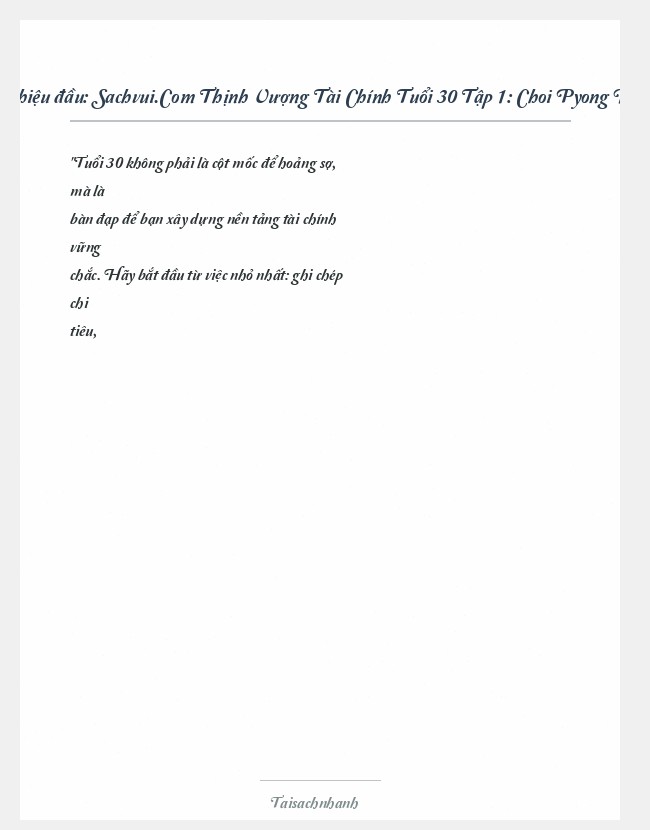 Trích đoạn Sachvui.Com Thịnh Vượng Tài Chính Tuổi 30 Tập 1: Choi Pyong Hee - Go
