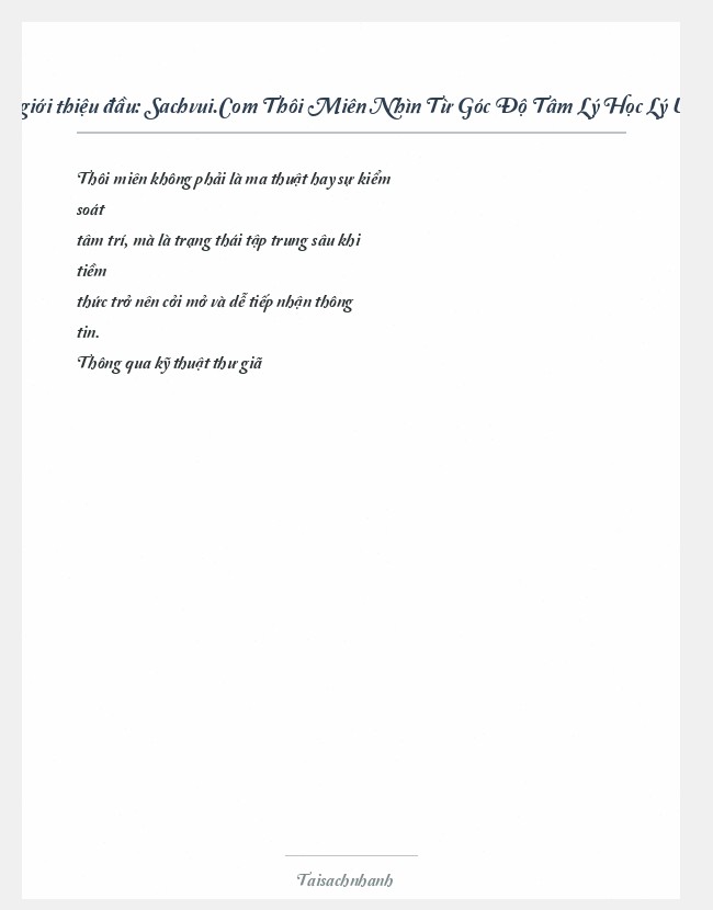 Trích đoạn Sachvui.Com Thôi Miên Nhìn Từ Góc Độ Tâm Lý Học Lý Ứng