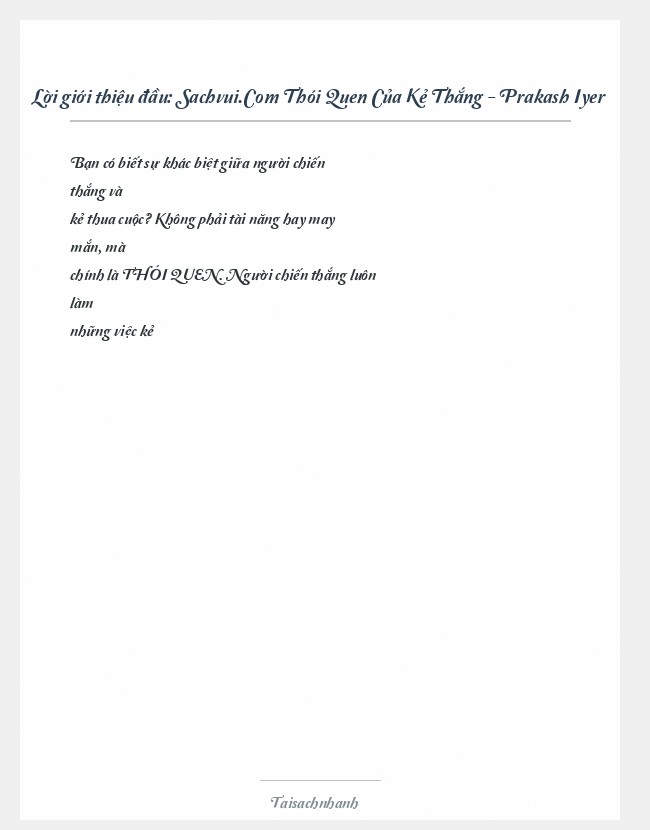 Trích đoạn Sachvui.Com Thói Quen Của Kẻ Thắng - Prakash Iyer