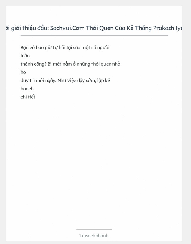 Trích đoạn Sachvui.Com Thói Quen Của Kẻ Thắng Prakash Iyer