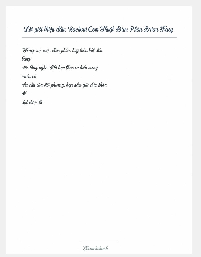 Trích đoạn Sachvui.Com Thuật Đàm Phán Brian Tracy