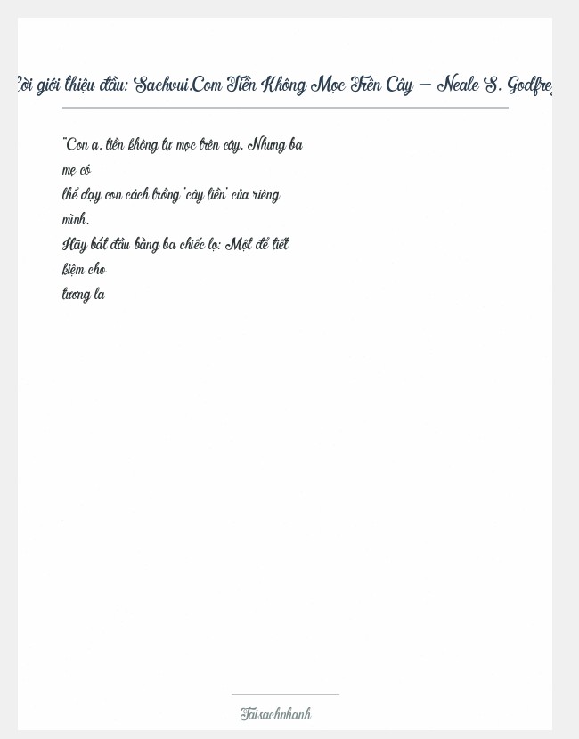 Trích đoạn Sachvui.Com Tiền Không Mọc Trên Cây - Neale S. Godfrey