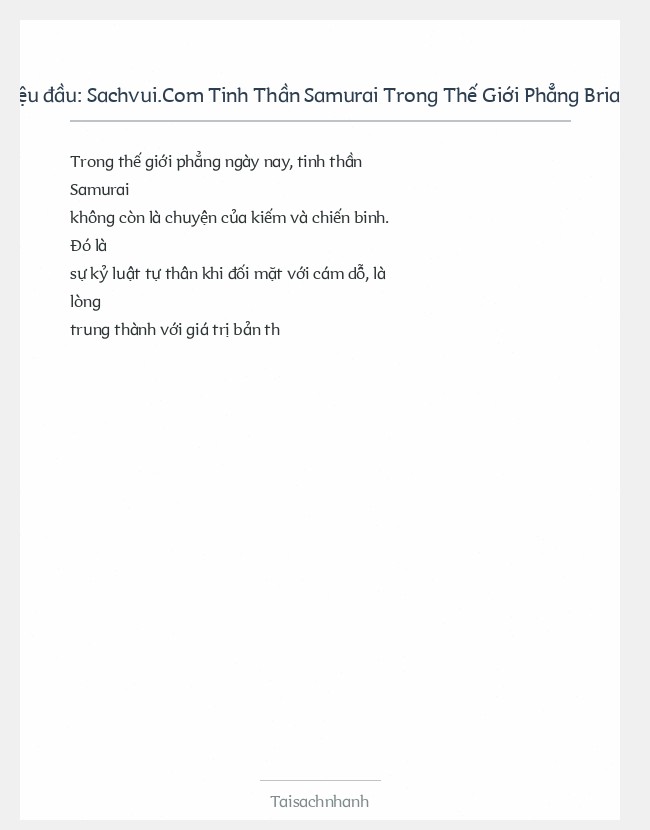 Trích đoạn Sachvui.Com Tinh Thần Samurai Trong Thế Giới Phẳng Brian Klemmer